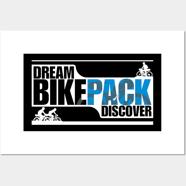 Dream Bikepack Discover Blue on Dark Color Wall Art by G-Design